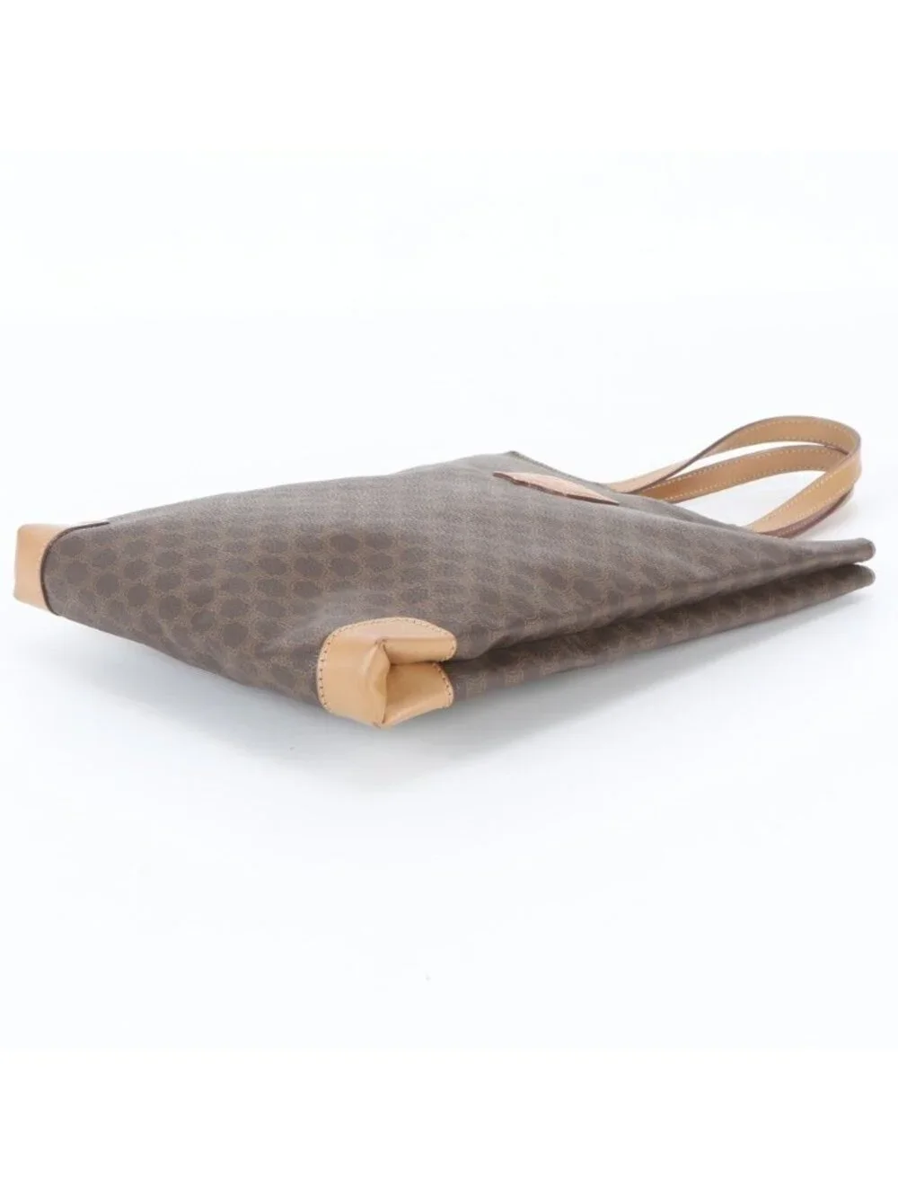 Celine Macadam Triomphe Leather Tote Shoulder Hand Brown